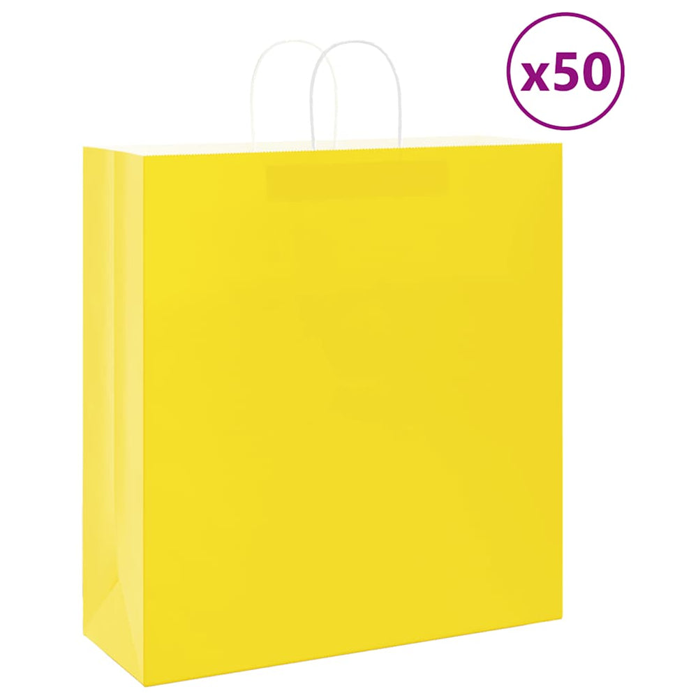 vidaXL Paper Carrier Bags 50 Pcs. with Handles Yellow 45x17x48 cm