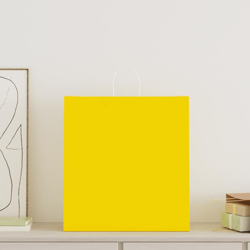 vidaXL Paper Carrier Bags 50 Pcs. with Handles Yellow 45x17x48 cm