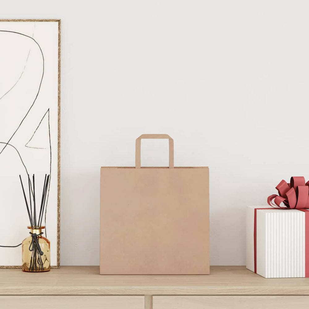 vidaXL Paper Carrier Bags 50 pcs. with Handles Brown 26x17x25 cm