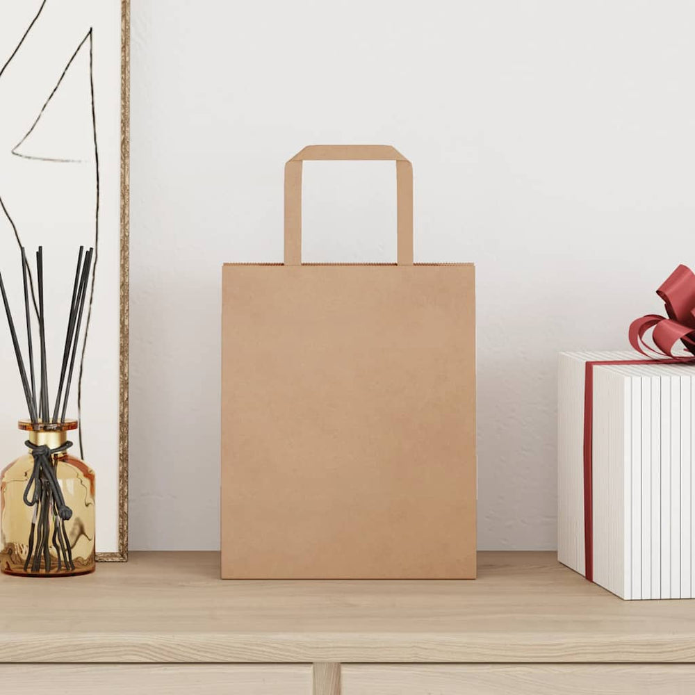 vidaXL Paper Carrier Bags 250 pcs. with Handles Brown 18x8x22 cm