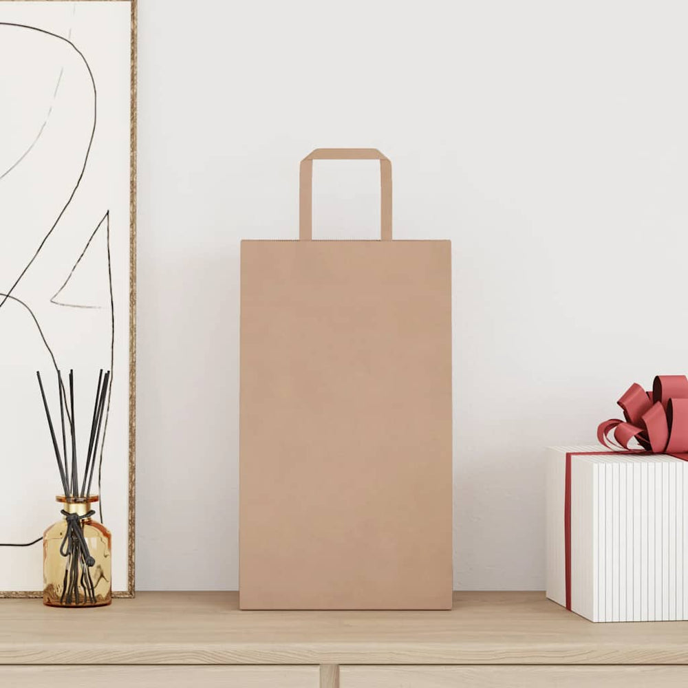 vidaXL Paper Carrier Bags 250 pcs. with Handles Brown 21x11x36 cm