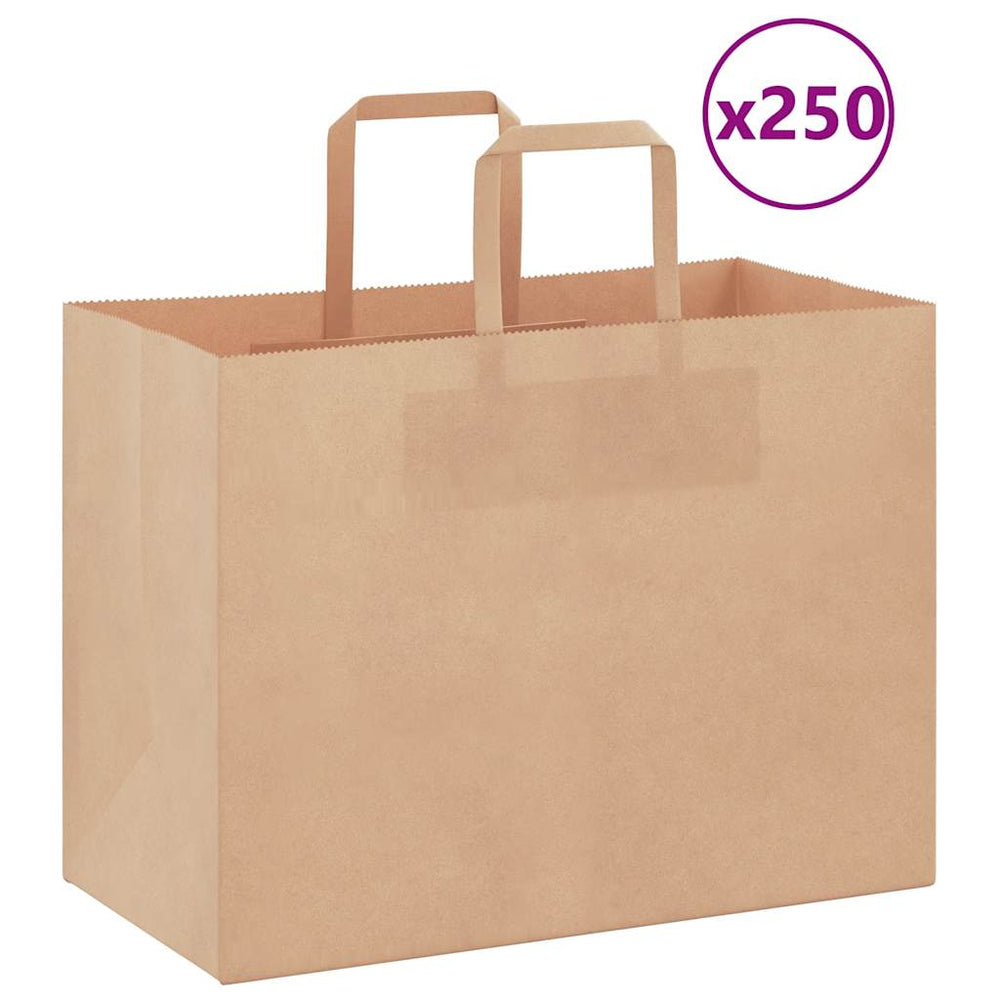 vidaXL Paper Carrier Bags 250 Pcs. with Handles Brown 32x17x25 cm