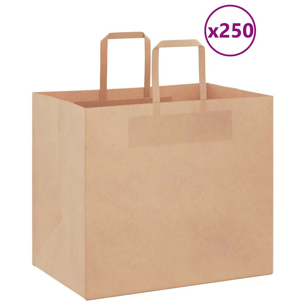 vidaXL Paper Carrier Bags 250 pcs. with Handles Brown 32x22x28 cm