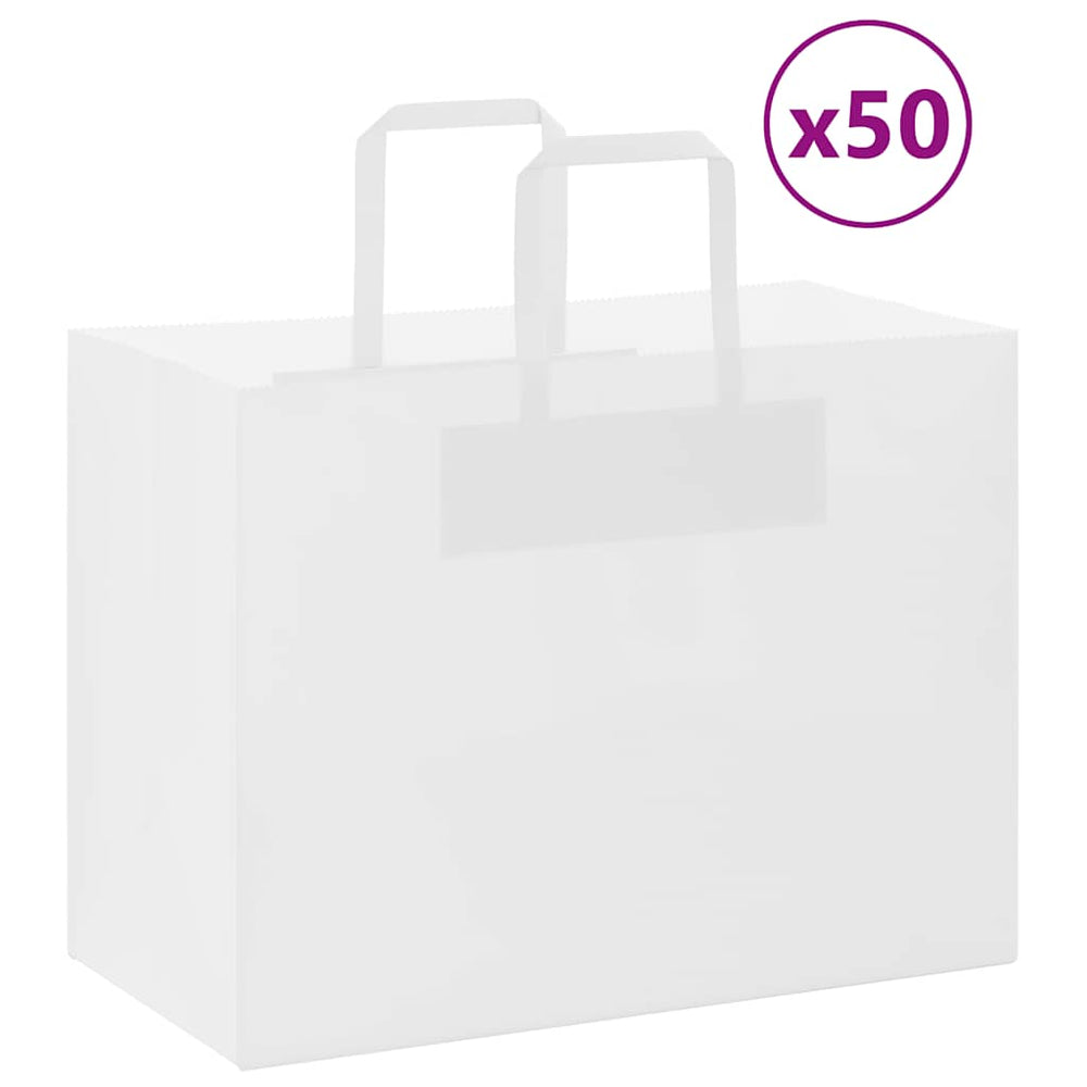 vidaXL Paper Bags 50 pcs. with Handles White 32x17x25 cm