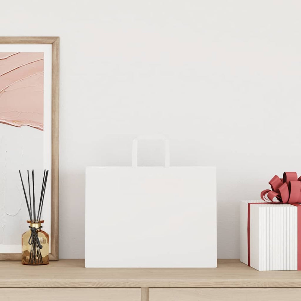vidaXL Paper Bags 50 pcs. with Handles White 32x17x25 cm