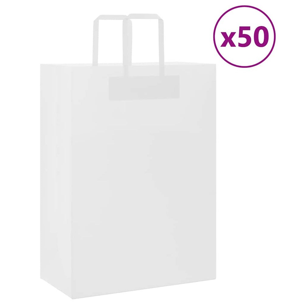 vidaXL Paper Carrier Bags 50 Pcs. with Handles White 32x17x44 cm