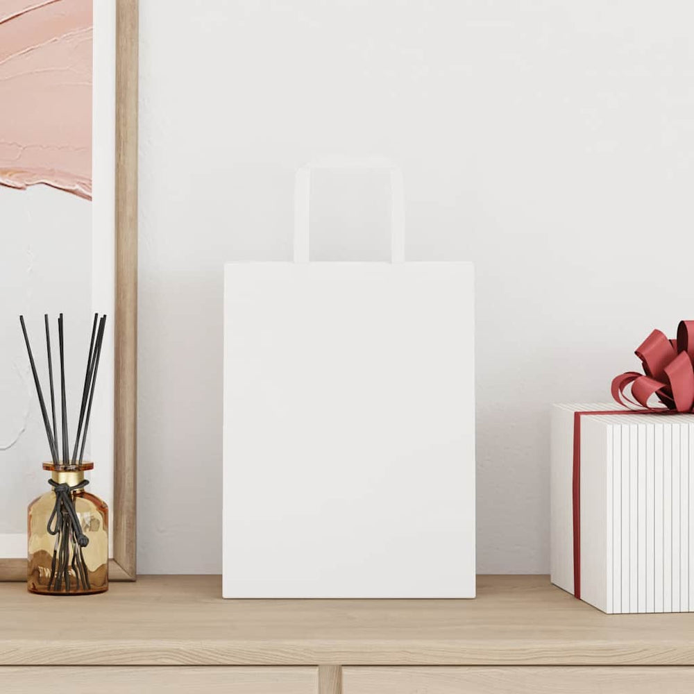 vidaXL Paper Carrier Bags 250 pcs. with Handles White 21x11x28 cm