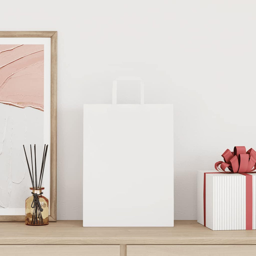 vidaXL Paper Carrier Bags 250 pcs. with Handles White 26x12x35 cm