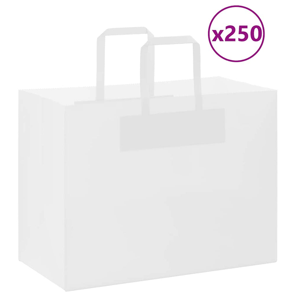 vidaXL Paper Carrier Bags 250 pcs. with Handles White 32x17x25 cm