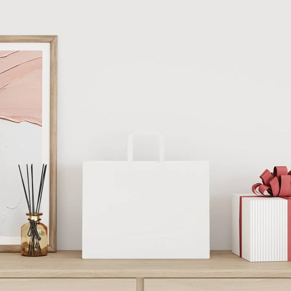vidaXL Paper Carrier Bags 250 pcs. with Handles White 32x17x25 cm