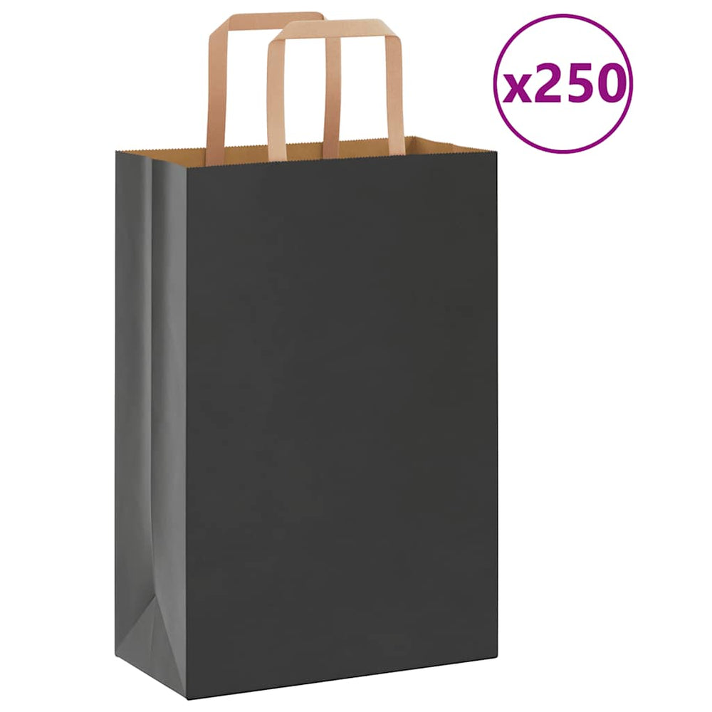 Schwarze Papiertragetaschen mit Henkel, 250 Stk.