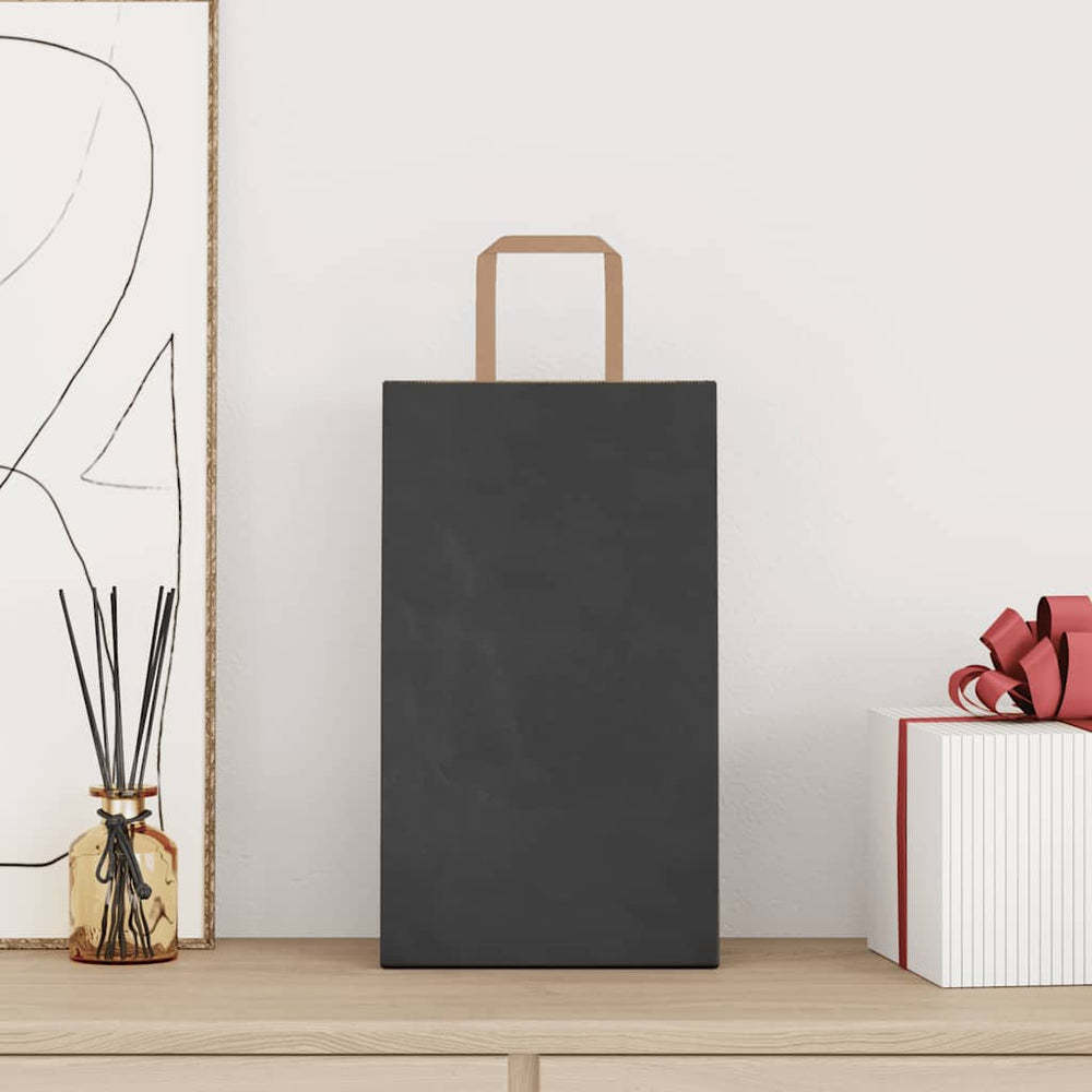 vidaXL Paper Carrier Bags 250 pcs. with Handles Black 21x11x36 cm