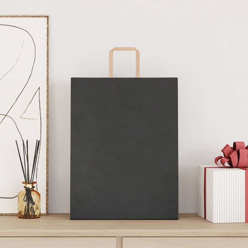 vidaXL Paper Carrier Bags 250 pcs. with Handles Black 32x12x42 cm