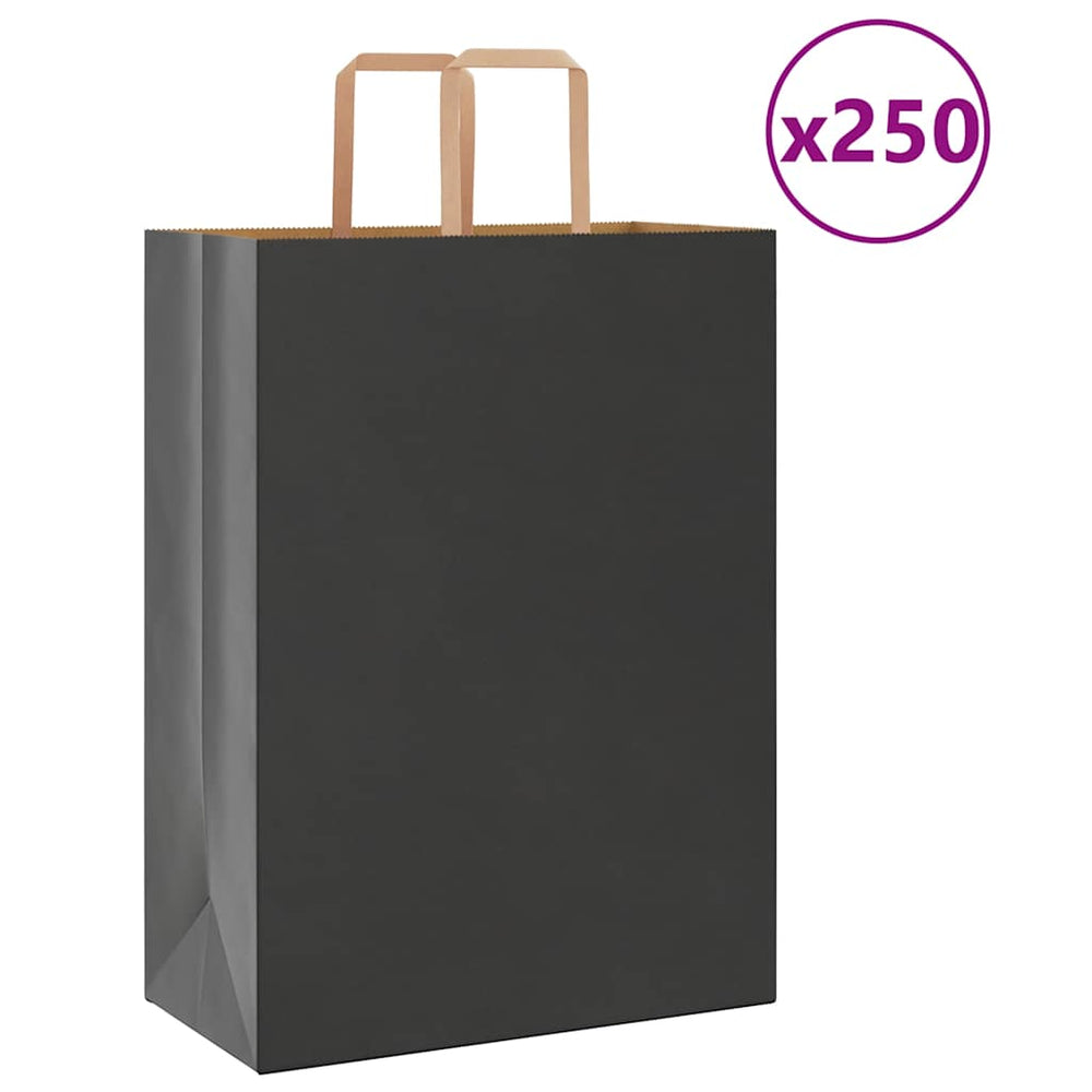 vidaXL Paper Carrier Bags 250 pcs. with Handles Black 32x17x44 cm