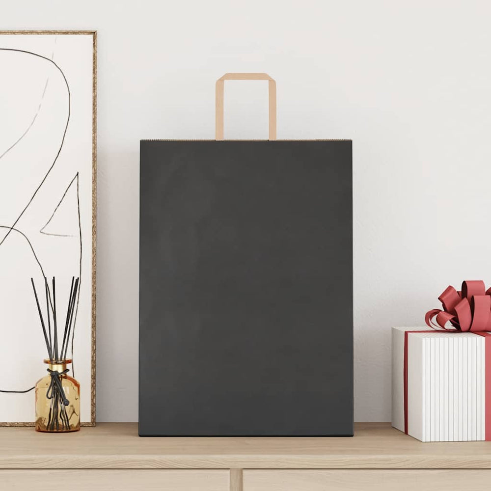 vidaXL Paper Carrier Bags 250 pcs. with Handles Black 32x17x44 cm