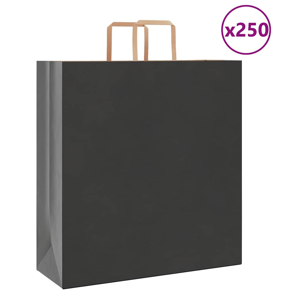 vidaXL Paper Carrier Bags 250 pcs. with Handles Black 45x17x48 cm