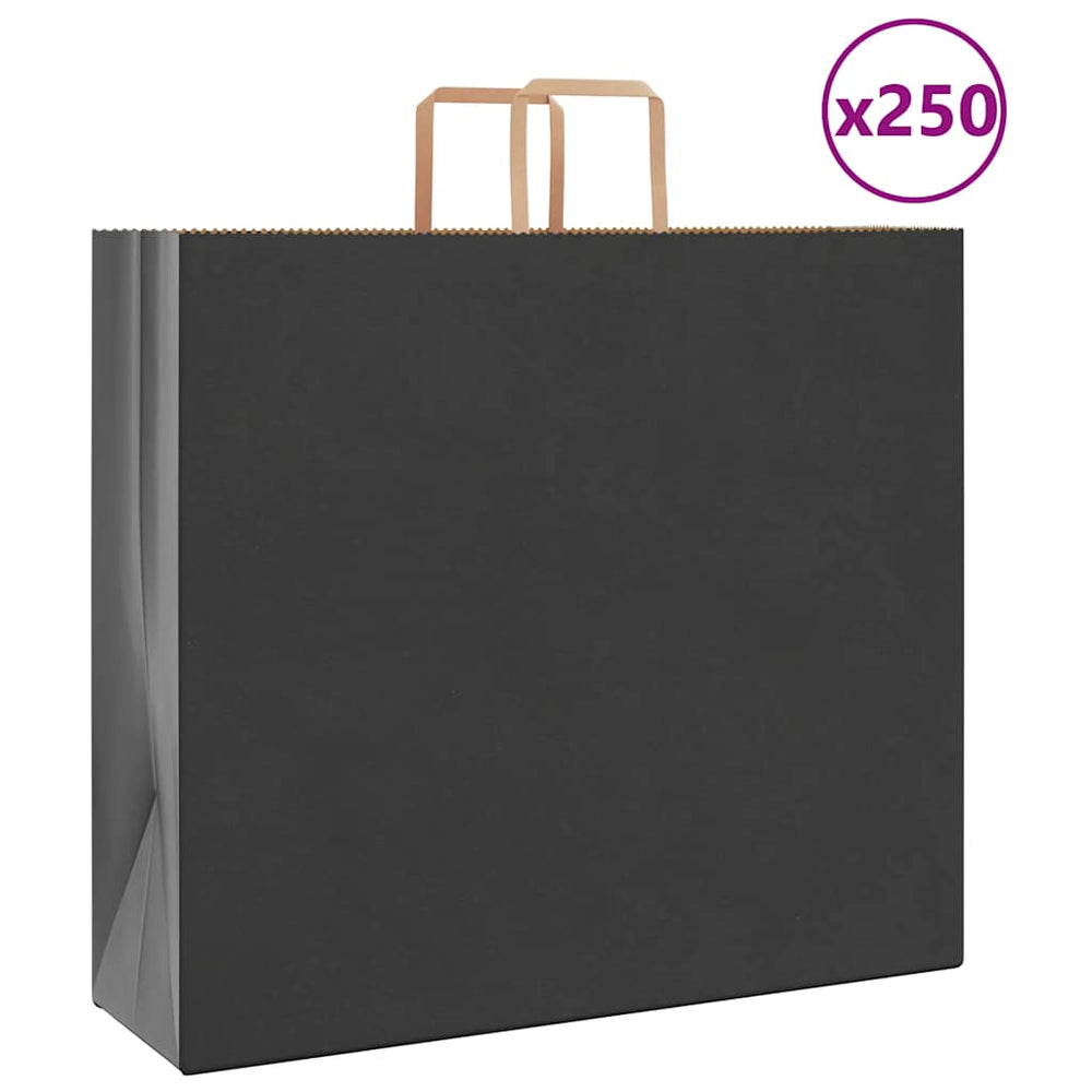 vidaXL Paper Carrier Bags 250 pcs. with Handles Black 54x15x49 cm