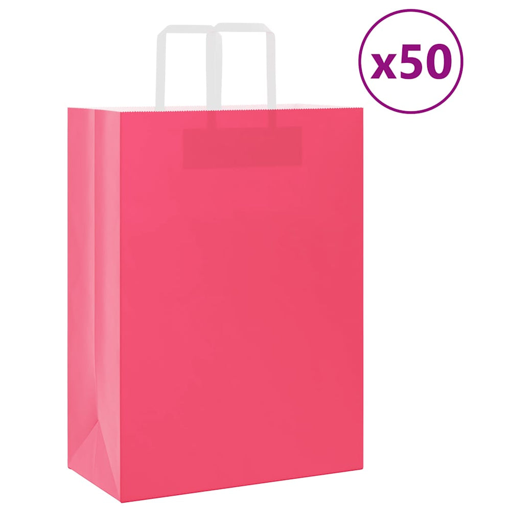 vidaXL Paper Carrier Bags 50 pcs. with Handles Pink 32x17x44 cm