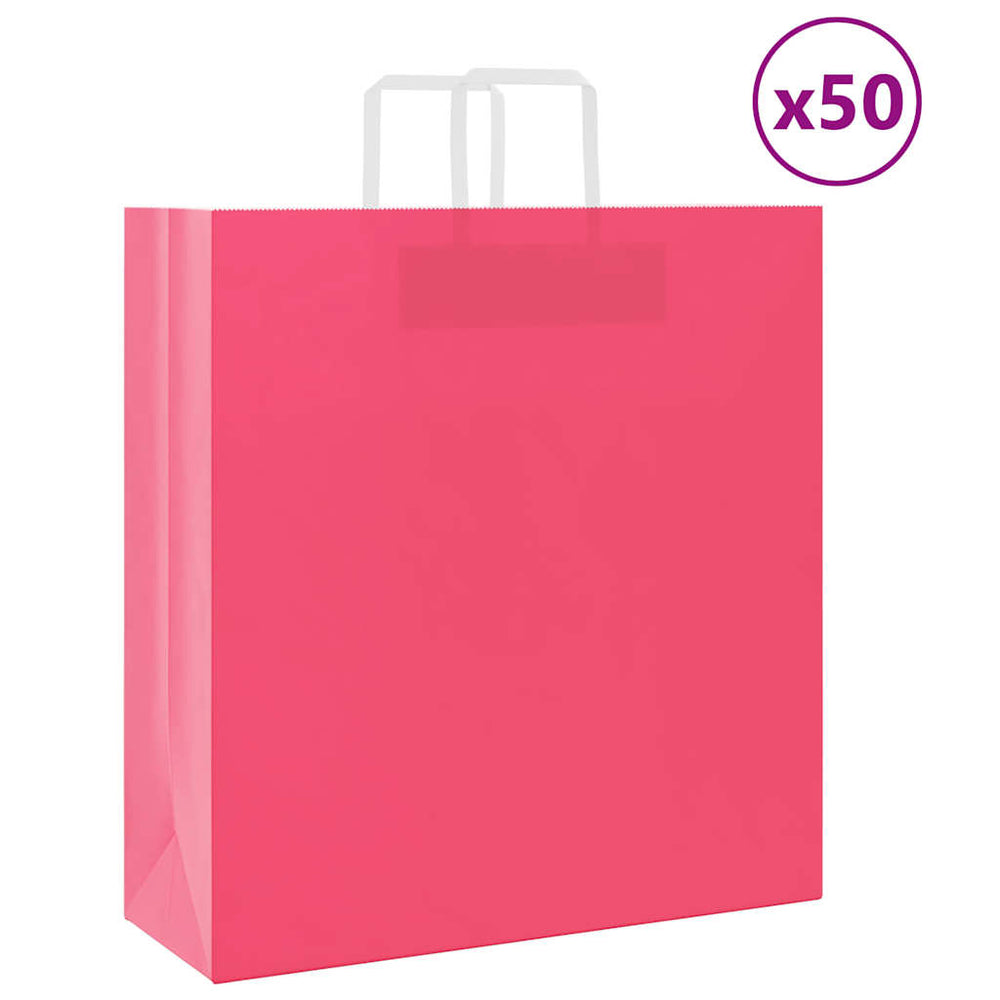 vidaXL Paper Carrier Bags 50 pcs. with Handles Pink 45x17x48 cm