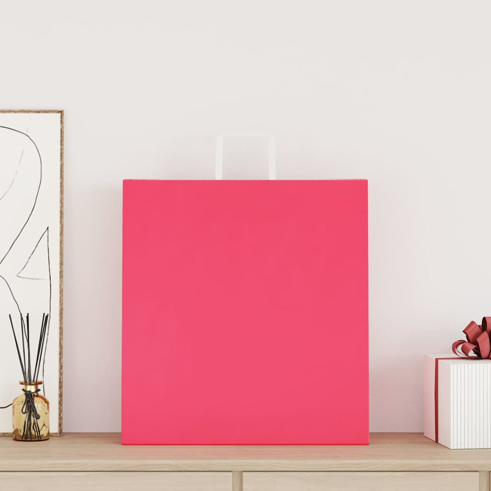 vidaXL Paper Carrier Bags 50 pcs. with Handles Pink 45x17x48 cm