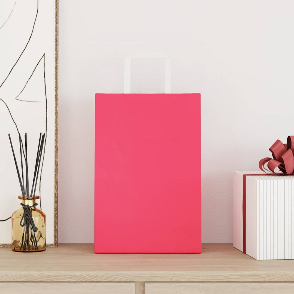 vidaXL Paper Carrier Bags 250 pcs. with Handles Pink 21x11x31 cm