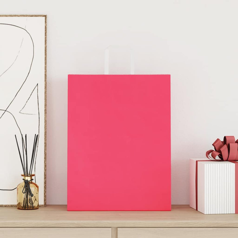 vidaXL Paper Carrier Bags 250 pcs. with Handles Pink 32x12x42 cm