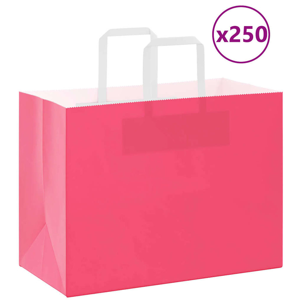 vidaXL Paper Carrier Bags 250 pcs. with Handles Pink 32x17x25 cm