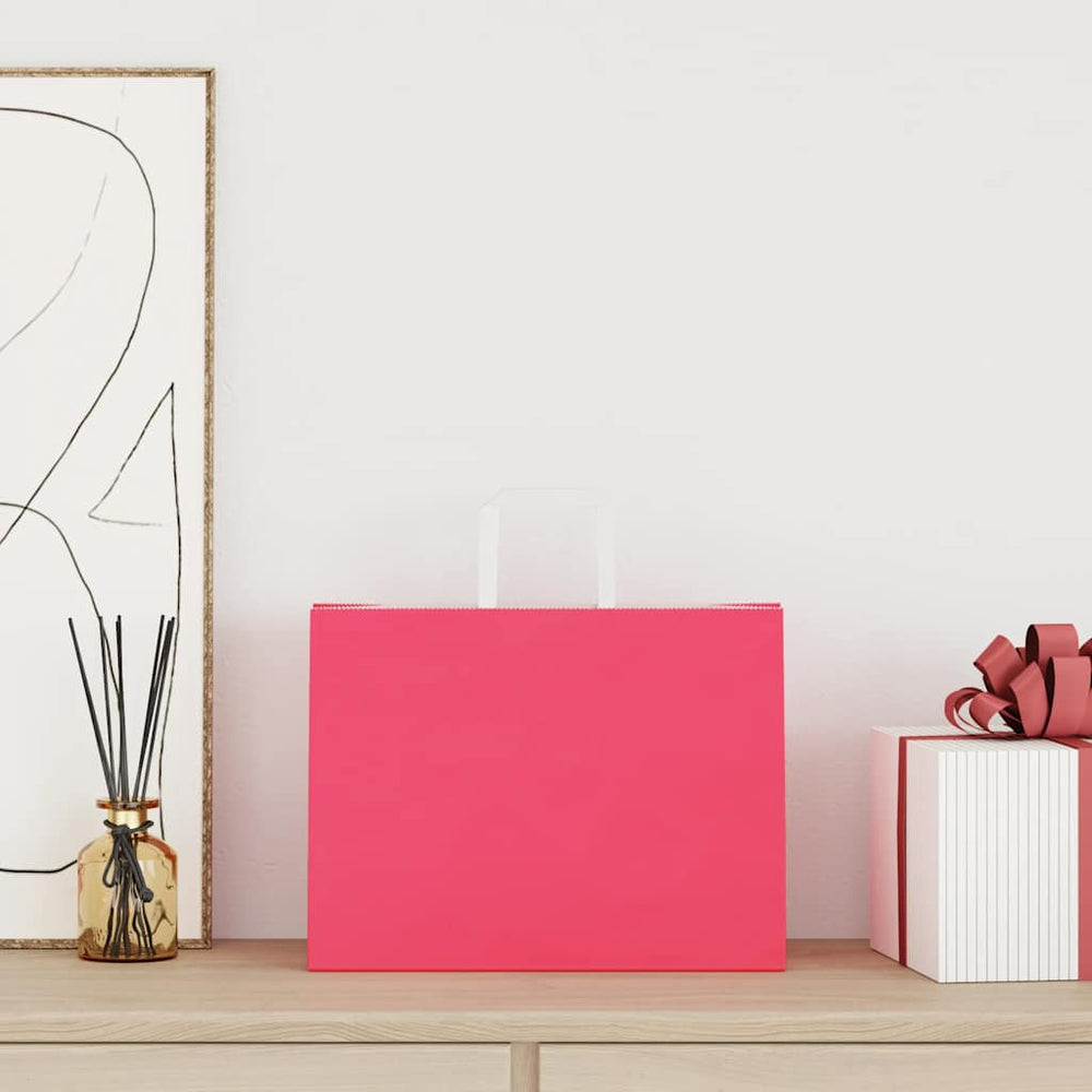 vidaXL Paper Carrier Bags 250 pcs. with Handles Pink 32x17x25 cm