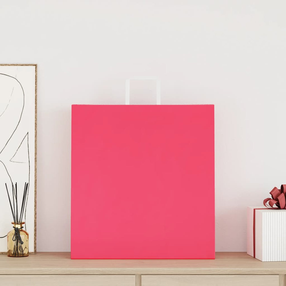 vidaXL Paper Carrier Bags 250 pcs. with Handles Pink 45x17x48 cm