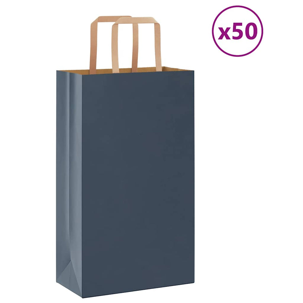 vidaXL Paper Carrier Bags 50 pcs. with Handles Blue 21x11x36 cm