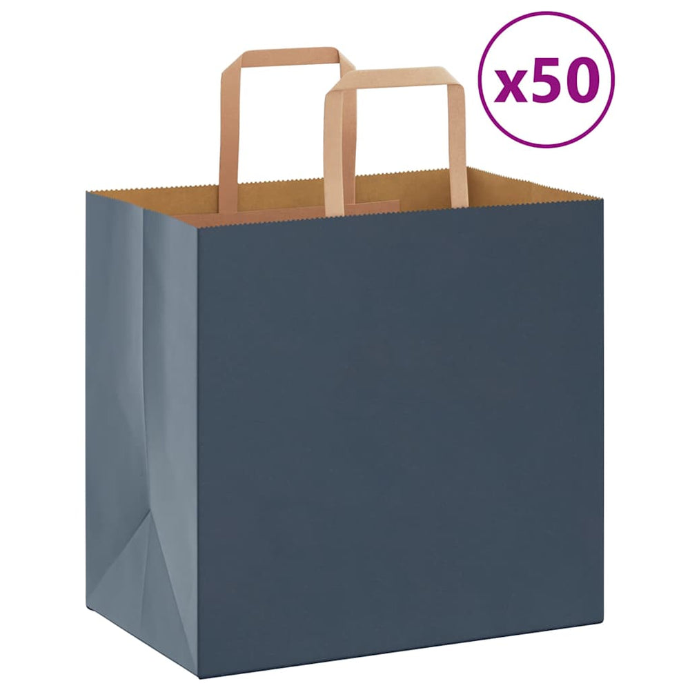 vidaXL Paper Bags 50 pcs. with Handles Blue 26x17x25 cm