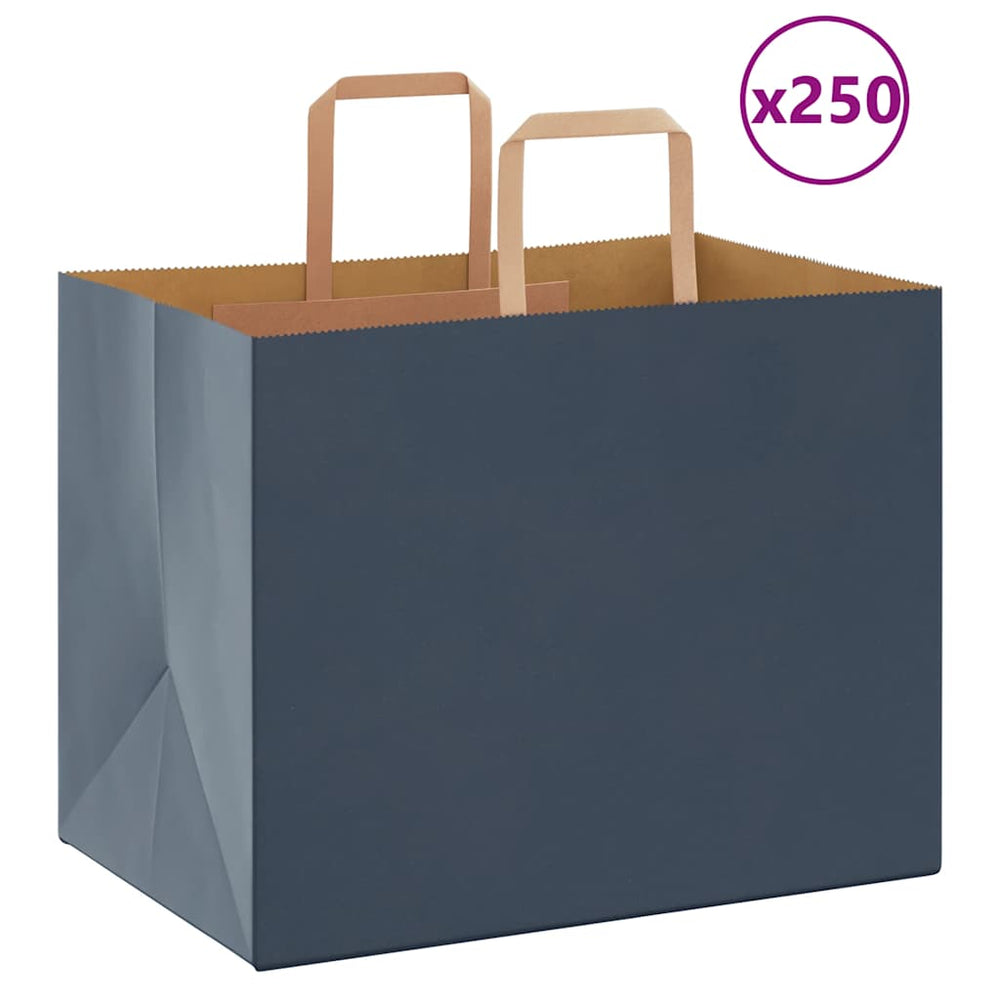 vidaXL Paper Carrier Bags 250 pcs. with Handles Blue 32x22x24 cm