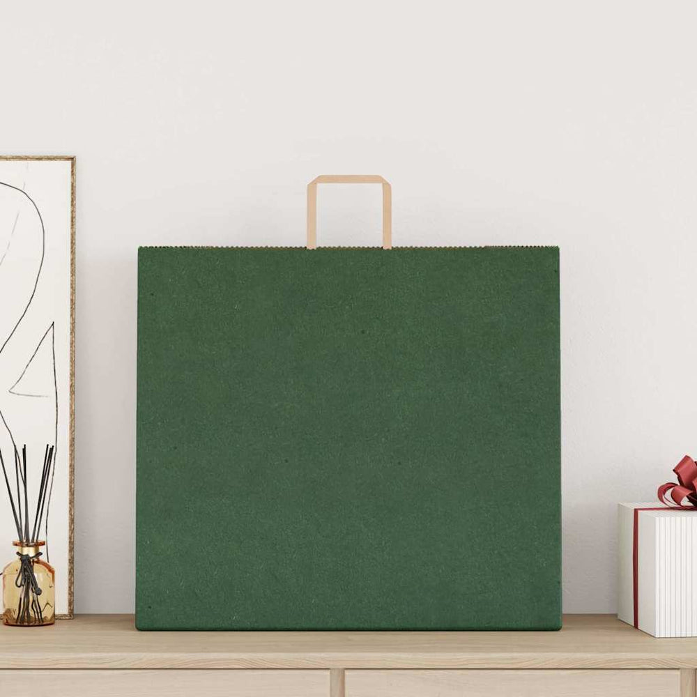 vidaXL Paper Carrier Bags 250 pcs. with Handles Green 54x15x49 cm