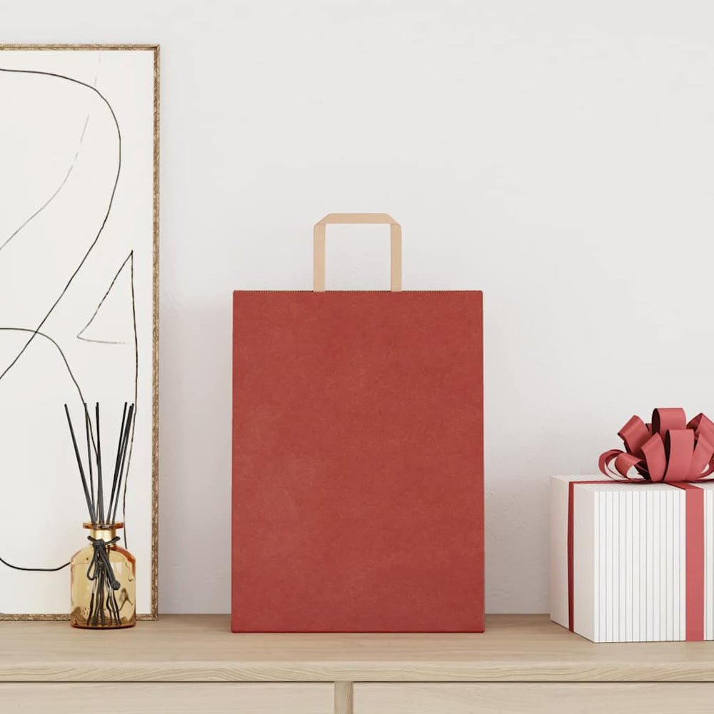 vidaXL Paper Carrier Bags 250 pcs. with Handles Red 26x12x35 cm
