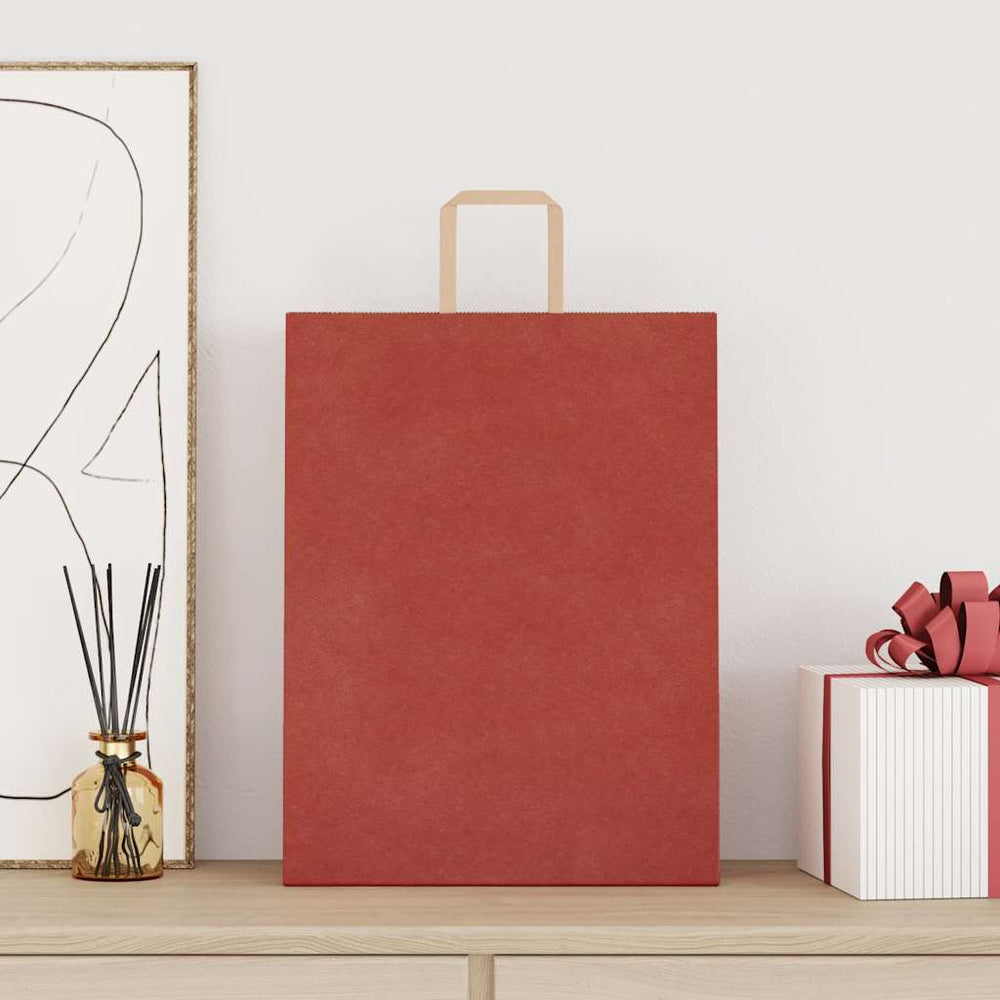 vidaXL Paper Carrier Bags 250 pcs. with Handles Red 32x12x42 cm