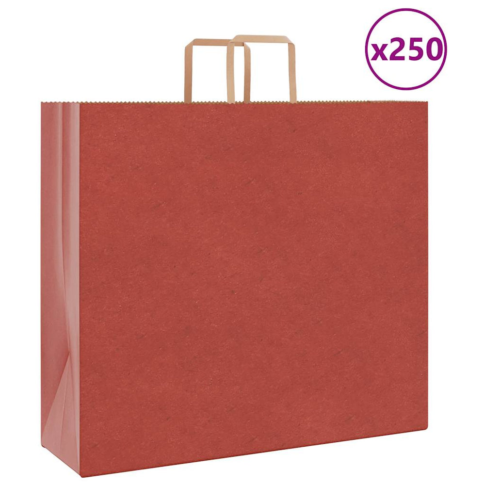 vidaXL Paper Carrier Bags 250 pcs. with Handles Red 54x15x49 cm