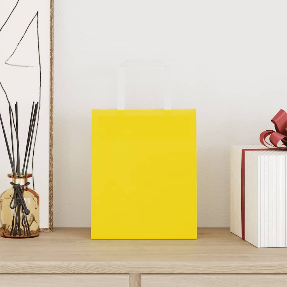 vidaXL Paper Carrier Bags 50 pcs. with Handles Yellow 18x8x22 cm