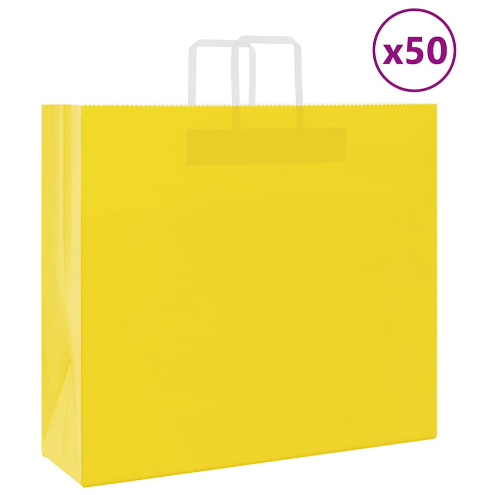 vidaXL Paper Carrier Bags 50 pcs. with Handles Yellow 54x15x49 cm