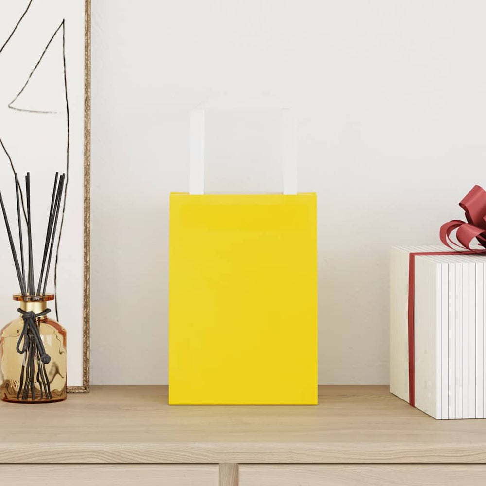 vidaXL Paper Carrier Bags 250 pcs. with Handles Yellow 15x8x21 cm