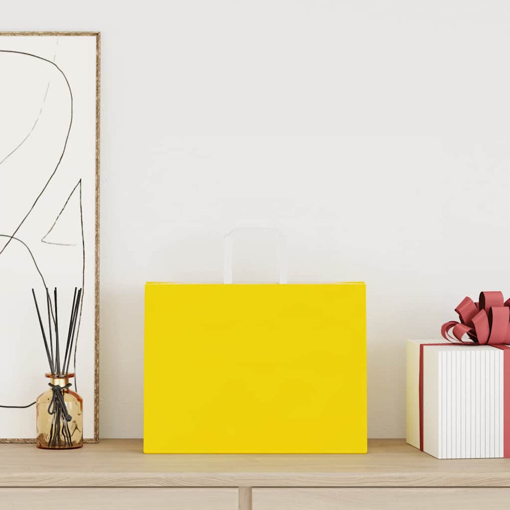 vidaXL Paper Carrier Bags 250 pcs. with Handles Yellow 32x17x25 cm