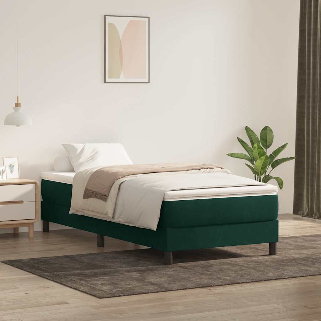 Boxspringbett Dunkelgrün 80x220 cm Samt