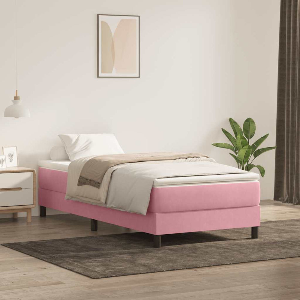 Rosa Samt Boxspringbett 80x220 cm (Ohne Matratze)