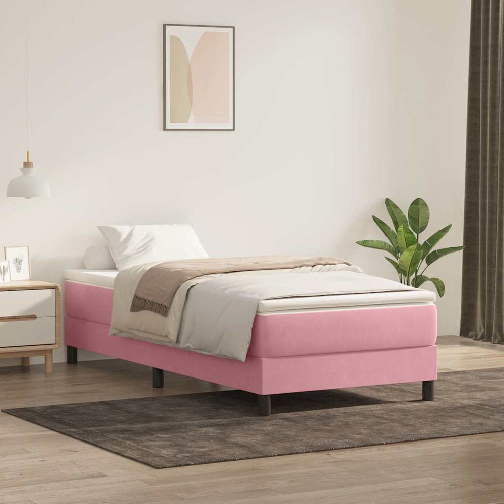 Boxspringbett Rosa 100x220 cm Samt Ohne Matratze
