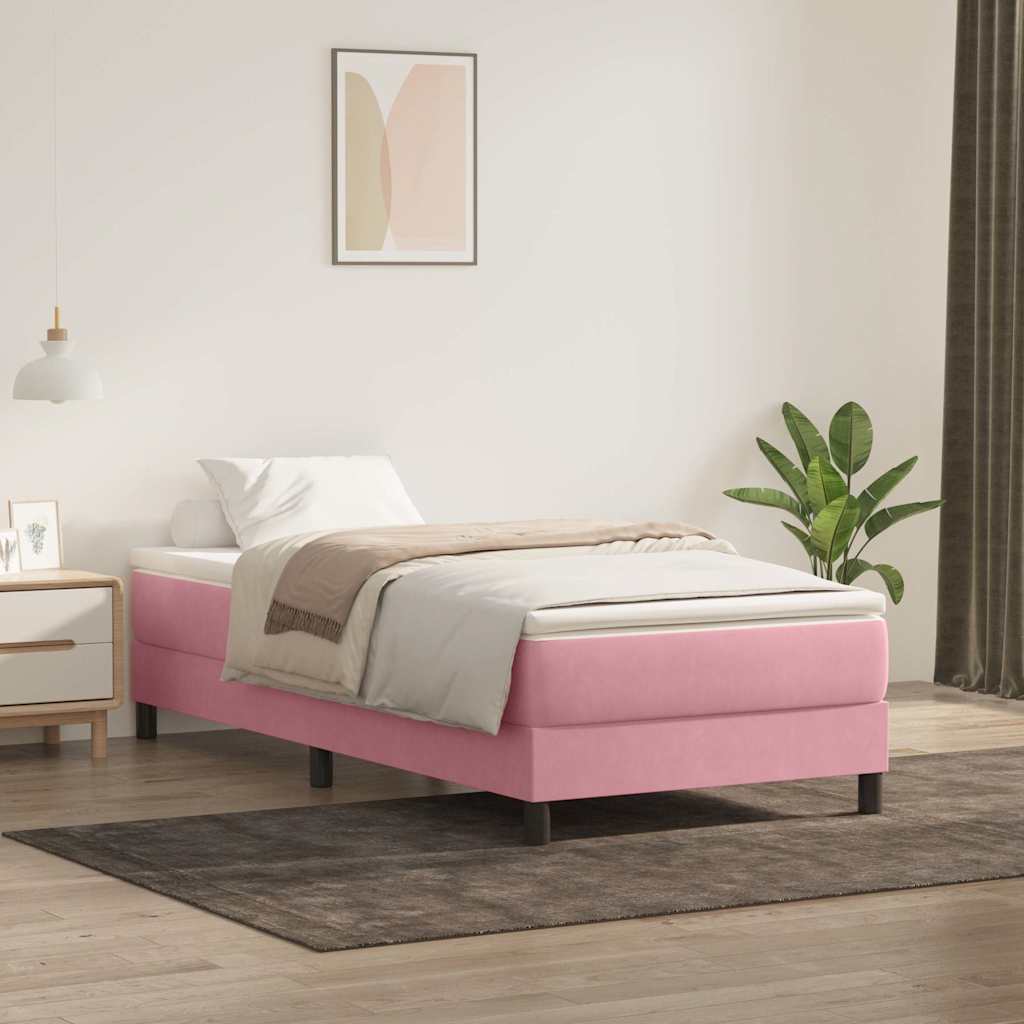 Boxspringbett Rosa 100x220 cm Samt Ohne Matratze
