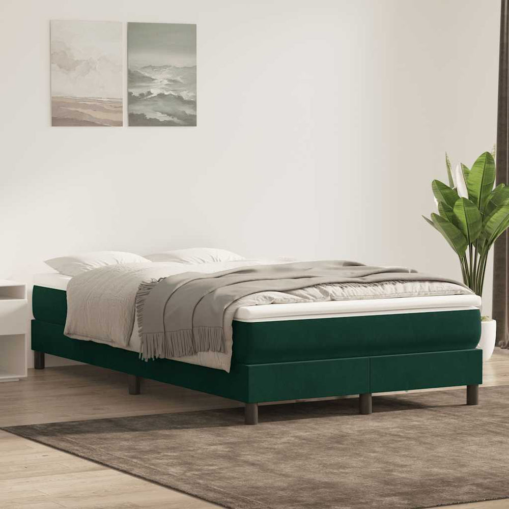 vidaXL Box Spring Bed Frame Without Mattress Dark Green 120x220 cm Velvet