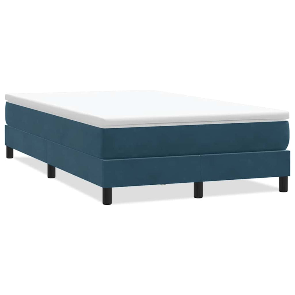 vidaXL Box Spring Bed Frame without Mattress Dark Blue 120x220 cm Velvet