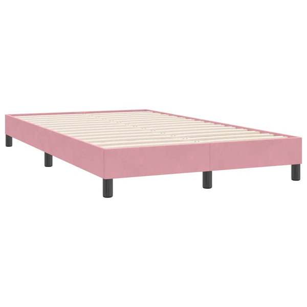 vidaXL Box Spring Bed Frame without Mattress Pink 120x220 cm Velvet