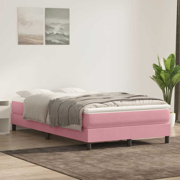 vidaXL Box Spring Bed Frame without Mattress Pink 120x220 cm Velvet