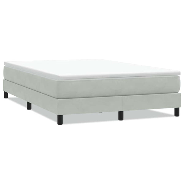vidaXL Box Spring Bed Frame without Mattress Light Grey 140x220 cm Velvet