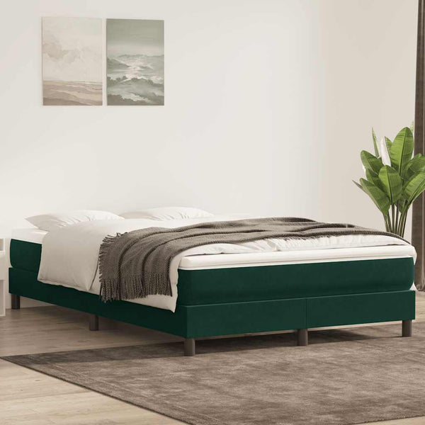vidaXL Box Spring Bed Frame without Mattress Dark Green 140x220 cm Velvet